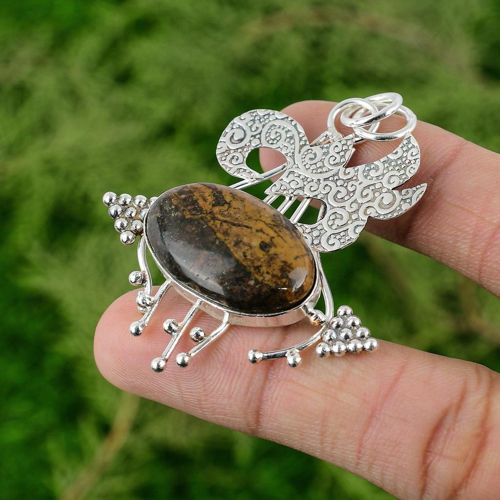925 Silver Bauxite Gemstone Bezel Anniversary New Trendy Unique Pendant Jewelry