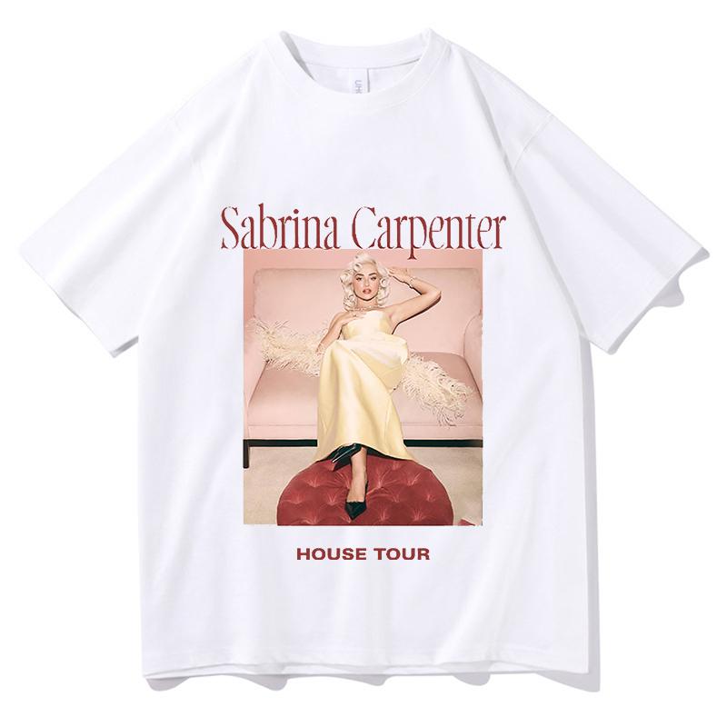 Sabrina Carpenter House Tour Tshirt Graphic Printing Fashion Tees High Quality Cotton Oneck Teeshirt Female Short Sleeve Tops