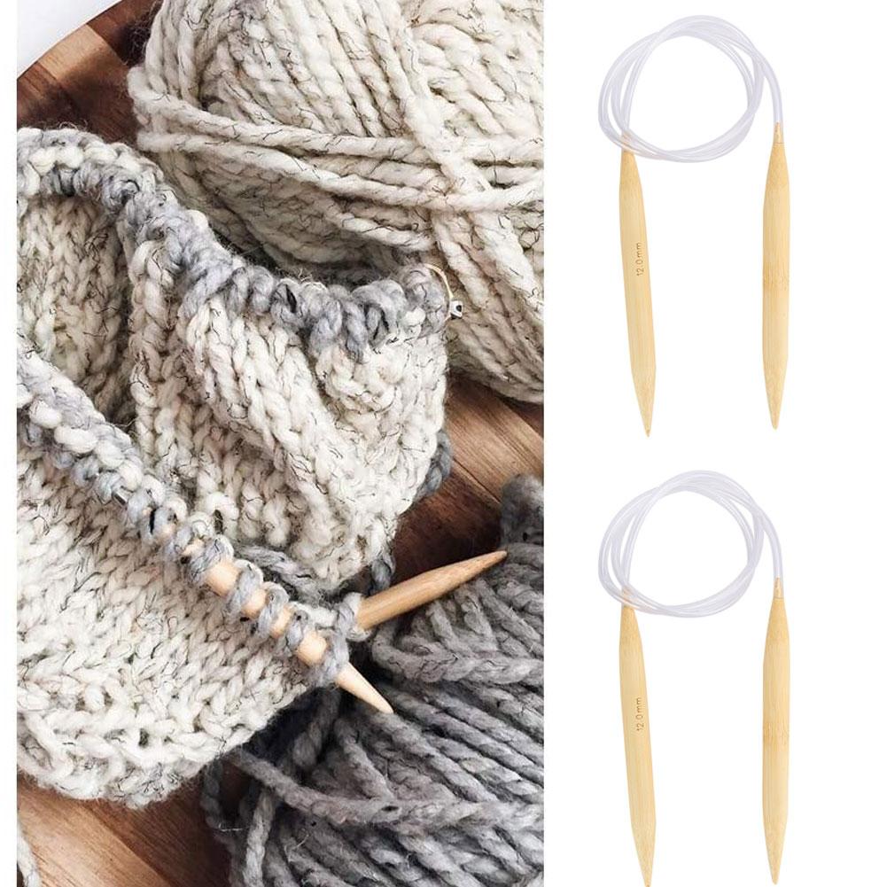 2Pcs Circular Knitting Needles Set Bamboo Sweater Carpets Weaving Accessories Tools