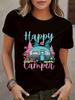 Happy Camper RV Forest Floral Guitar T-shirt