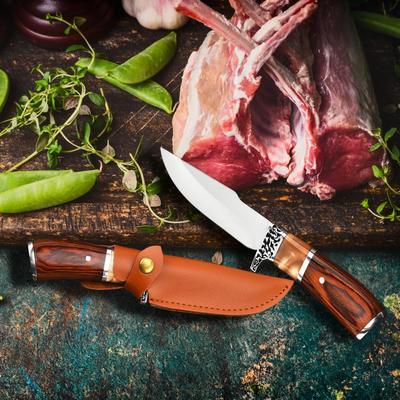 4" Meat Cleaver Hunting Knife High-end Colored Wood Handle Boning Knife Cutting Meat Cutter Outdoor Knife Kitchen Camping Knife