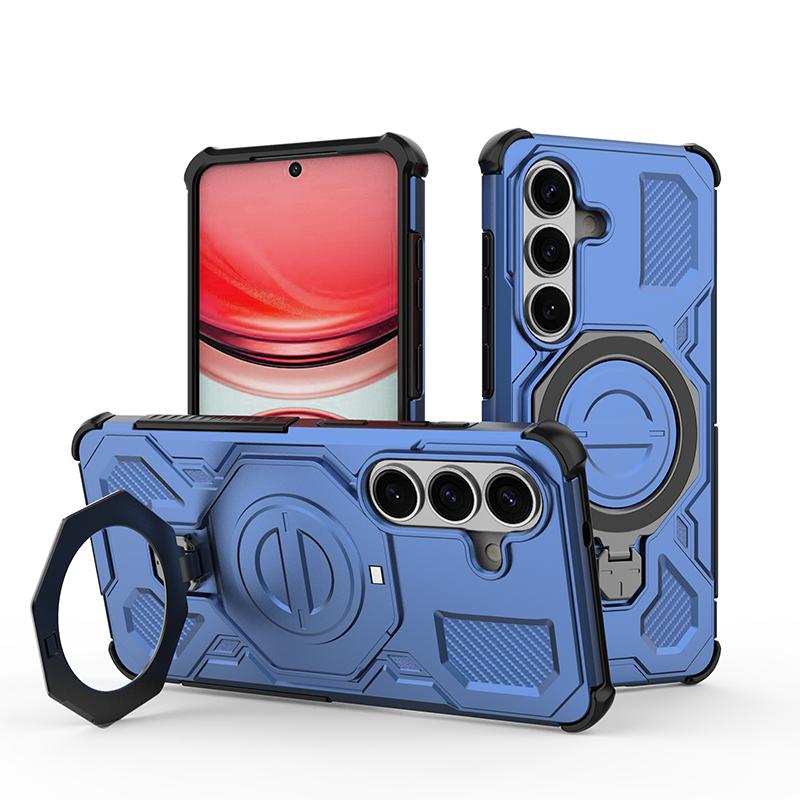 KEYSION Shockproof Magnetic Case for Samsung S26 Ultra 5G Upright Live Metal Ring Stand Phone Back Cover for Galaxy S26 S26+Plus