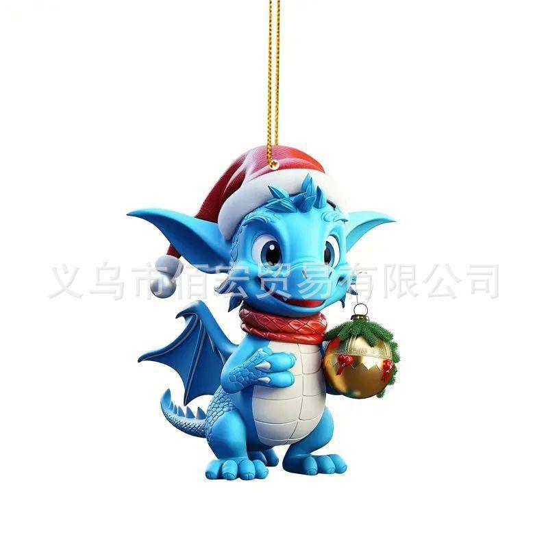 

Акриловое Праздничное Рождественское Украшение на Подвеске в Виде Динозаврика для Привлекательного Декора Автомобиля 2