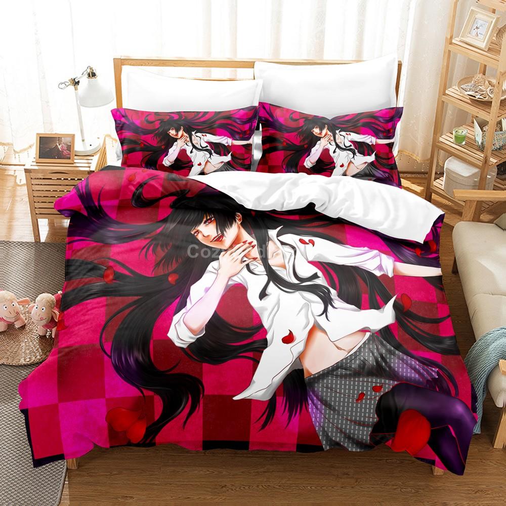 Kakegurui Sengetøy Sett For Jente Anime 3d Dynetrekk Sett Dyne Sengetøy Twin Queen King Enkelt Størrelse Gutter Barn Gave Tegneserie