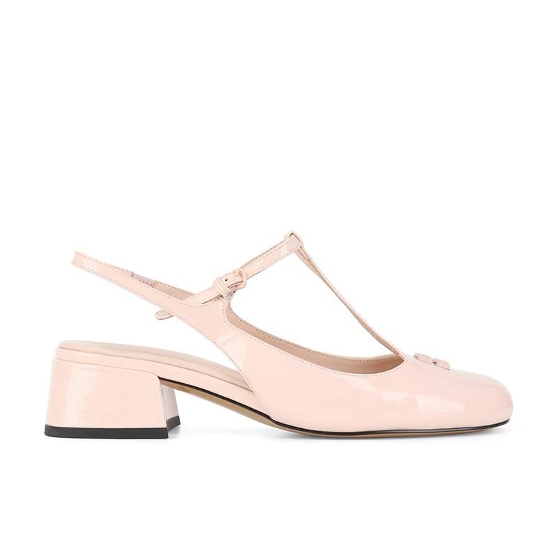 Spot second hair! Fashion versatile new Amiu home one-word buckle round head thick heel Mary Jane shoes sandals