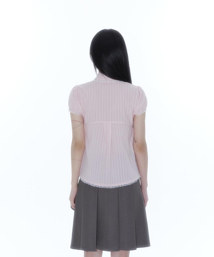Kasiko Puff Sleeve Lace Shirt Pink