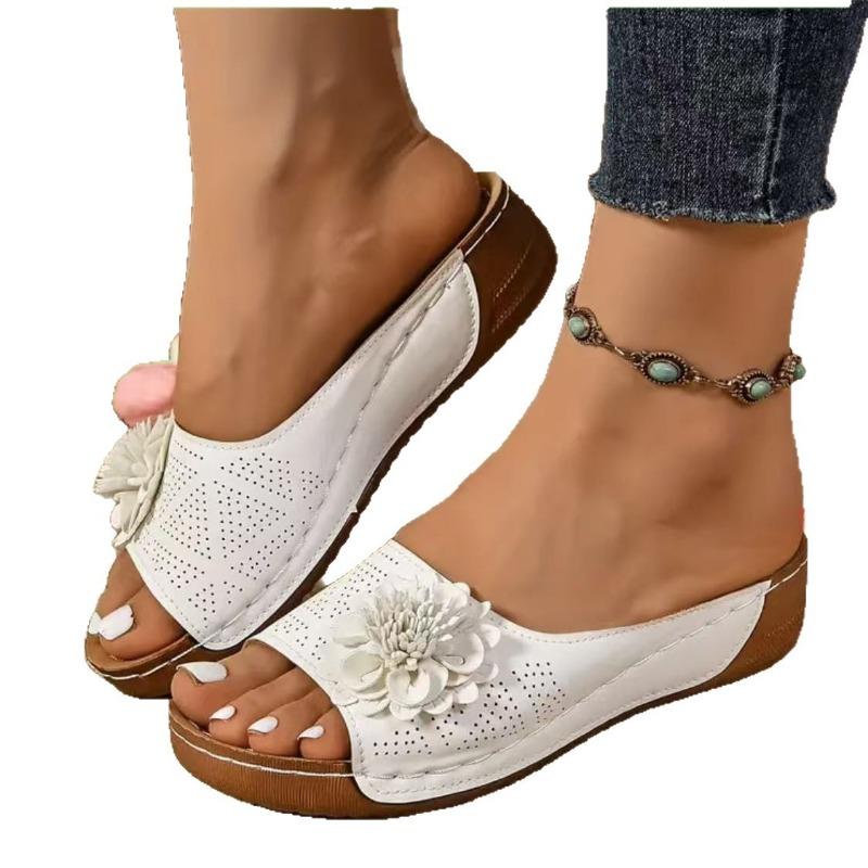 New large-size women's shoes spring and summer new one flower open-toed slippers sandals