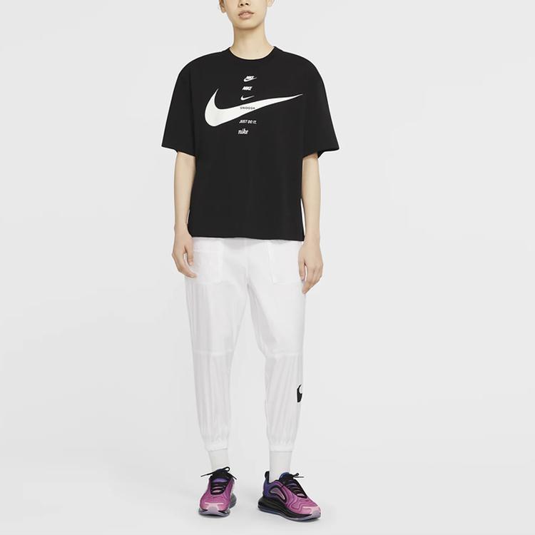 Nike Sportswear Classic Logo Print Loose-Fit Short Sleeve T-Shirt Women Tops Black CU5683-010