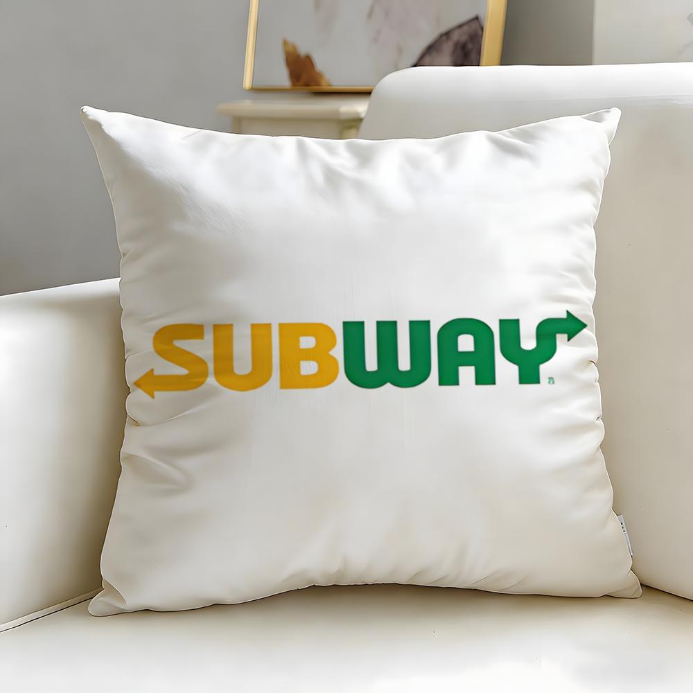 Classic Restaurant Brand Subway Cushion Cover Soft EasyWash Pillow Case Versatile for Couch Bed Travel and Office