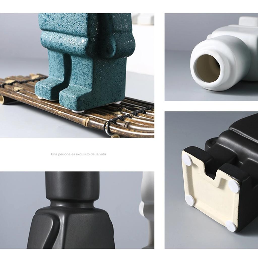 Nordic Style Resin Robot Vase Indoor Flower Pot Modern Home Interior Decoration White Goods Decoration Office Desk Decoration