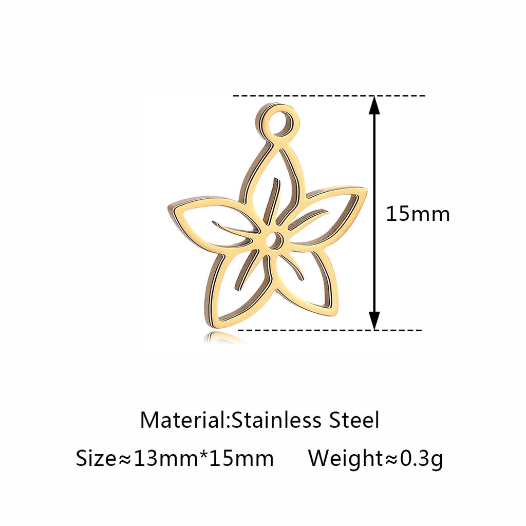 5Pcs/Lot Floral Theme Flower Charms Stainless Steel Sakura/Peach Blossom/Clover Pendants DIY Necklace Bracelets Jewelry Making