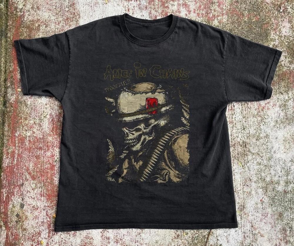 

Alice In Chains Rooster Military Skull Unisex Black Tshirt Size S5XL Unisex T-Shirt XL