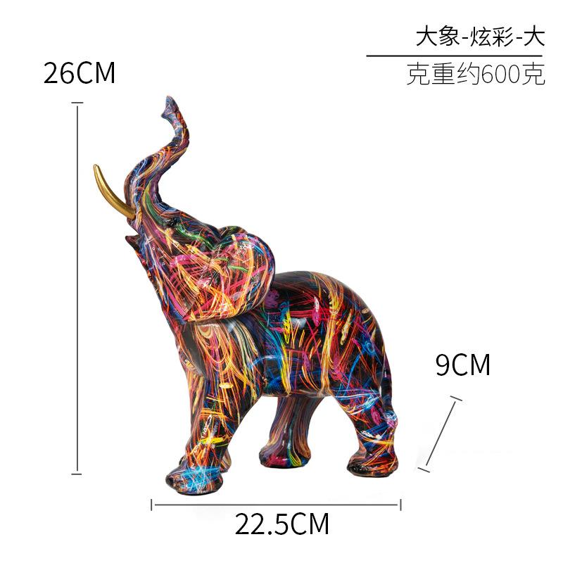 New Creative Resin Crafts Graffiti Colorful Elephant Ornaments Home Decor Living Room Foyer Desktop Ornaments Decorative Gifts