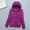 Light down jacket women's short stand-up collar hooded fashion autumn and winter thin large size women's clothing slim-fitting portable jacket