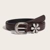 Fashion Womens Flower Embossed Pu Belt With Zinc Alloy Pin Buckle For Casual Wear