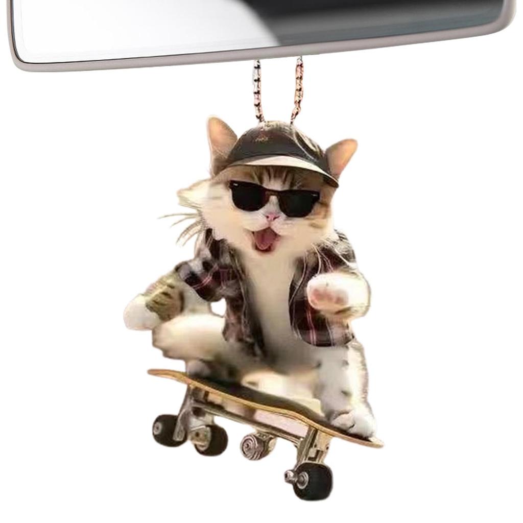 Cute Animal Keychain, Rearview Mirror Pendant Flat Acrylic Creative Bag Keychain Pendant Car Pendant