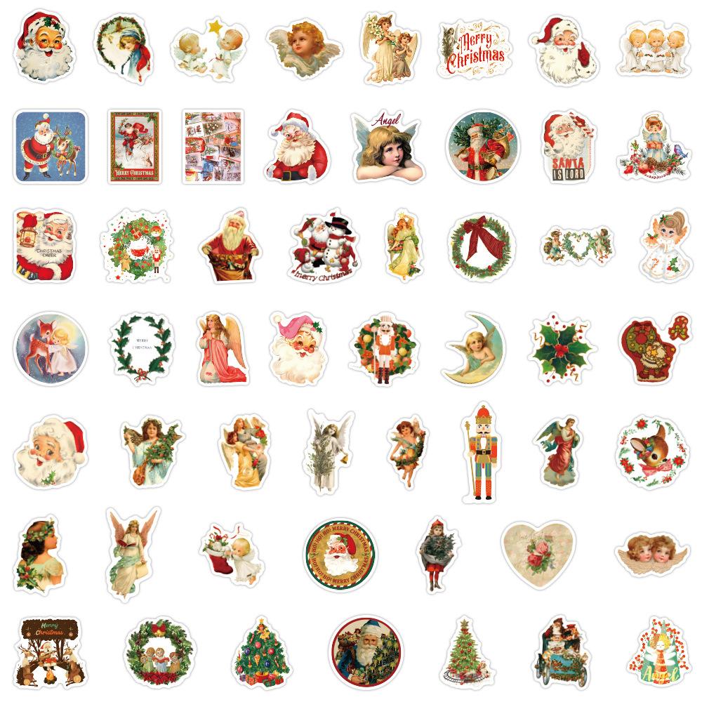 50 Retro Christmas Angel Stickers Water Cup Mobile Phone Case DIY Decorative Stickers
