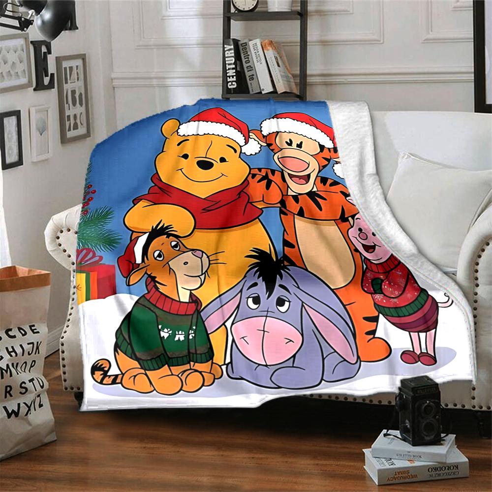 Christmas Winnie Pooh Party Blanket Soft Throw Blanket For Home Bedroom Bed Sofa Travel Office Solid Christmas Blanket