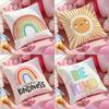 Cartoon Rainbow Sun Cushion Cover Pattern Printed Pillowcase for Living Room Sofa Cushion Cover & Bedroom Decor
