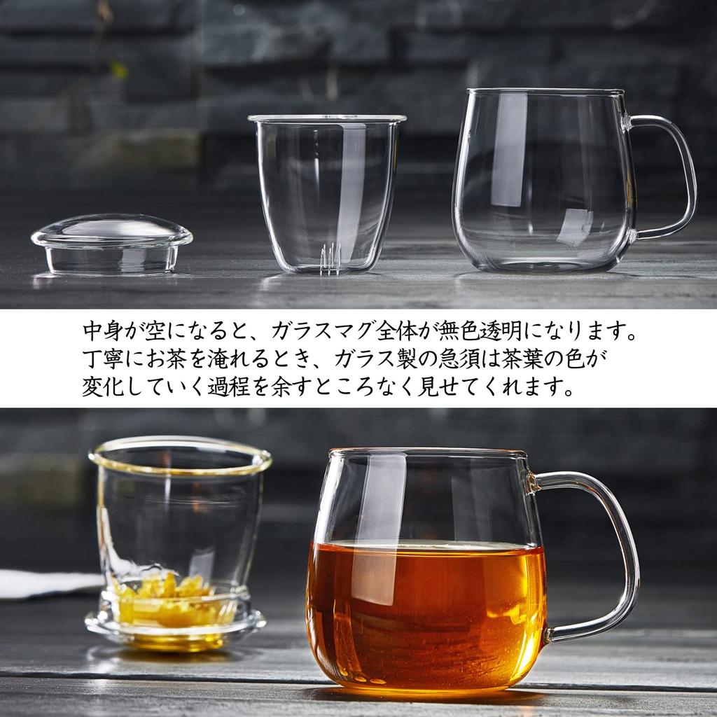 Pokaro Tea Mug with Strainer, Heat-Resistant Glass Teacup, 520ml, Clear, with Lid, Stovetop and Microwave Safe, Perfect for Tea, Loose Tea, Craft