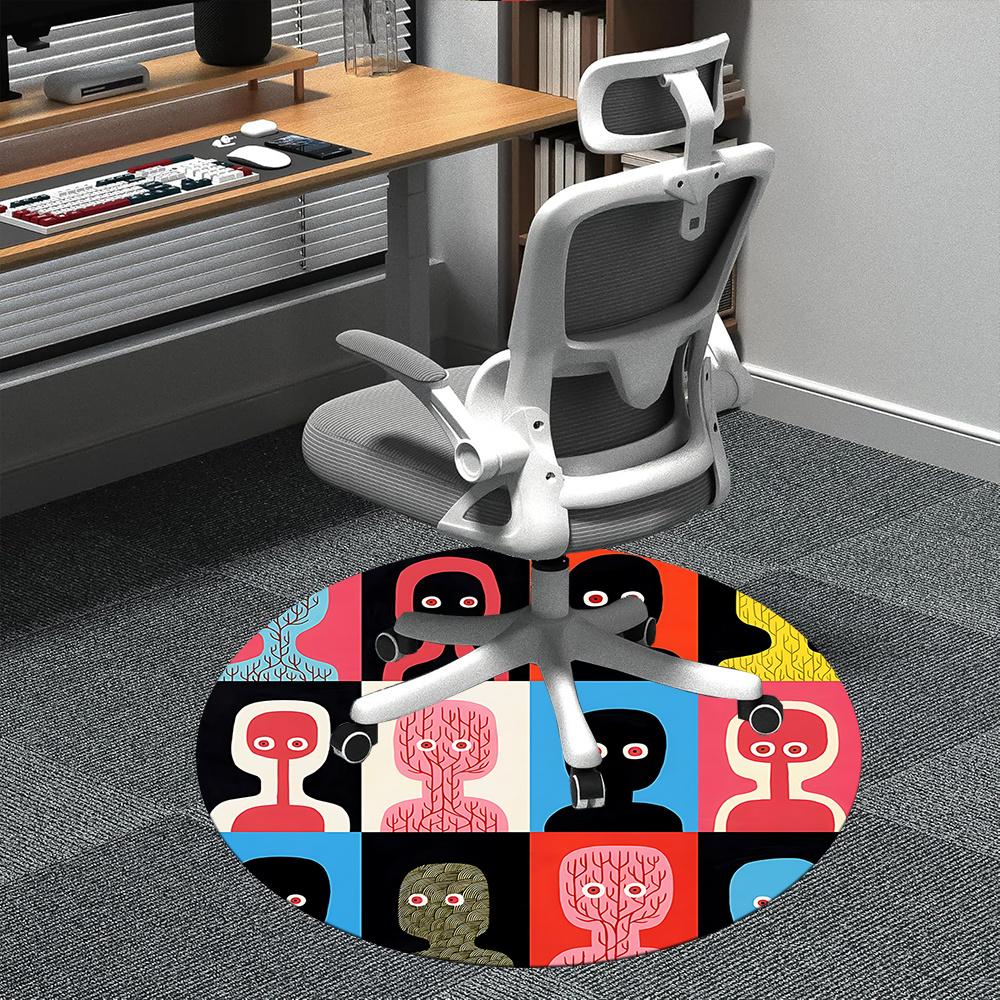 

1pc Alien Faces Office Round Area Rug, Indoor Mat Suitable ForOffice, Under Office Chairs Bedroom Living Room Home Decor, Room Deco 026 80cm by 80cm