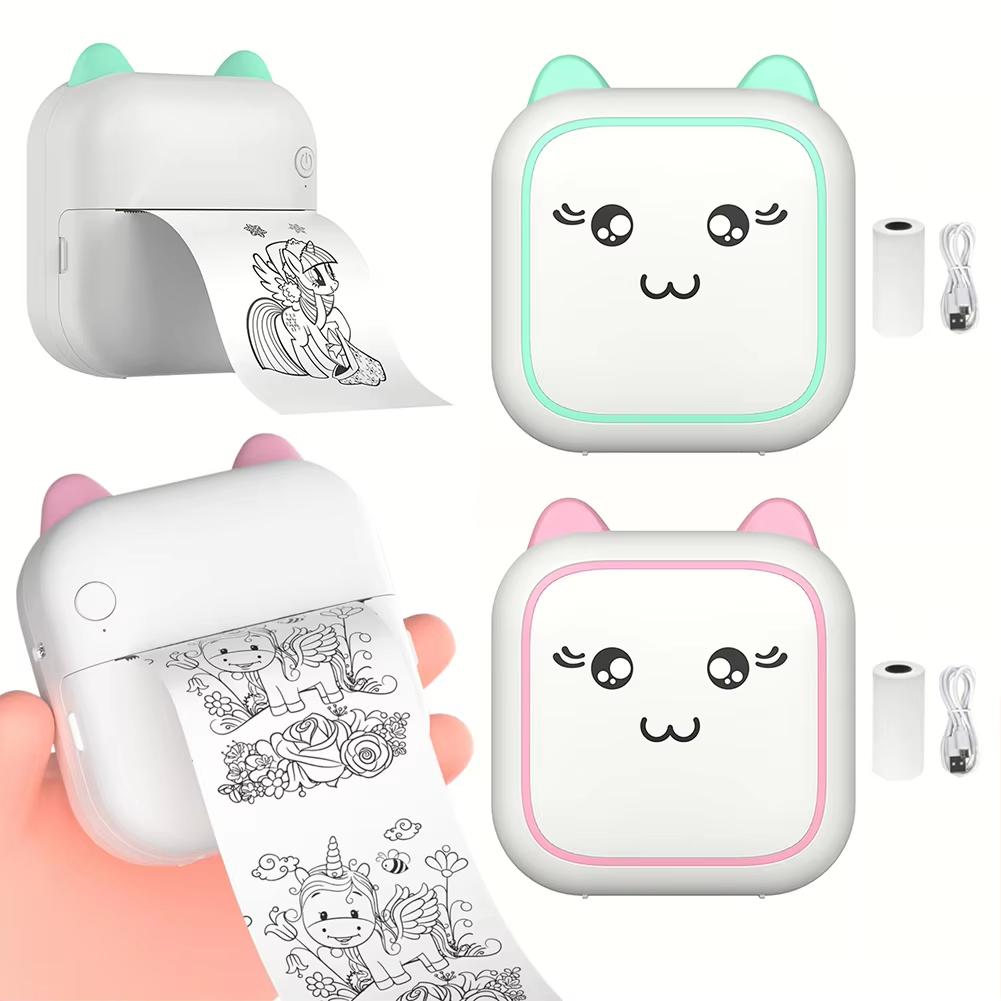 Mini Printer Thermal Adhesive Label Sticker Printer Bluetooth Mini Pocket Label Notes Printer for Home and Office Android IOS