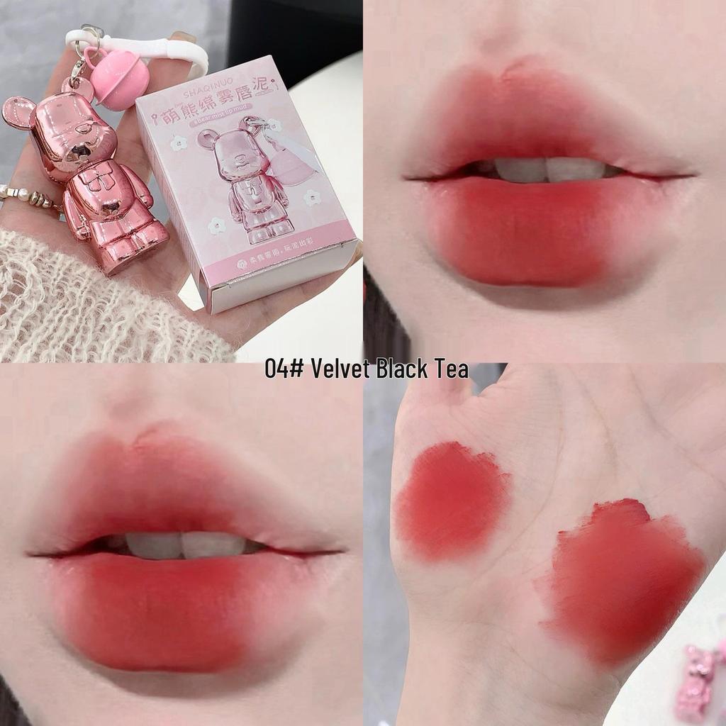 SHAQINUO Cute Bear Velvet Matte Lip Mud - Soft Nude Whitening Lipstick