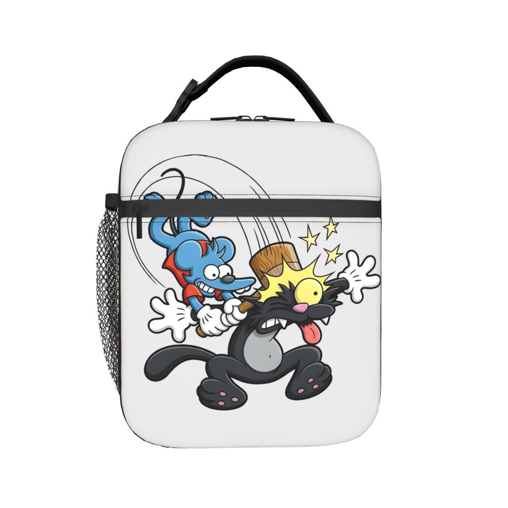 Itchy and Scratchy Lunch Bag For Women Lunch Box Fashion Outdoor Picnic Cooler Bag Portable Zipper Oxford Thermal Lunch Bags