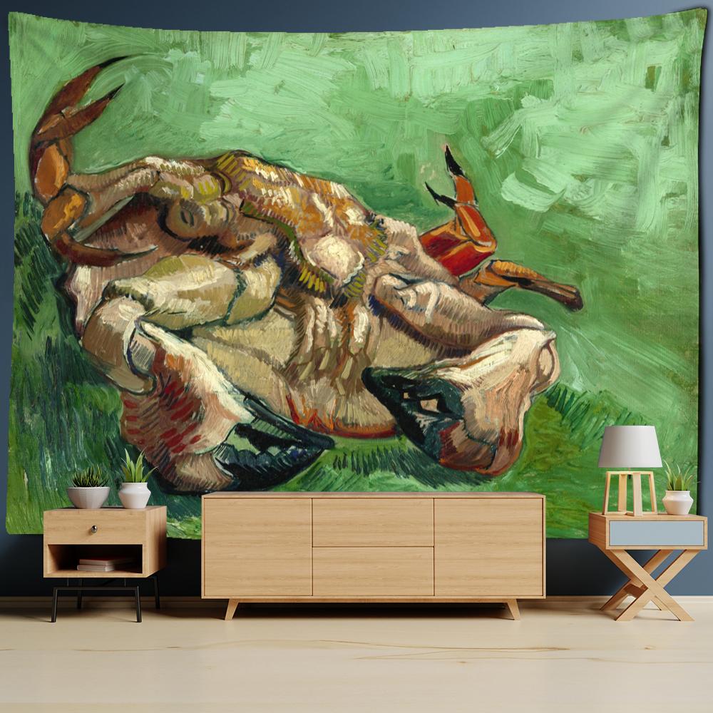 Van Gogh's Helianthus Tapestry Wall Hanging Oil Painting Mysterious Psychedelic Bohemian Plants Living Room Home Decor