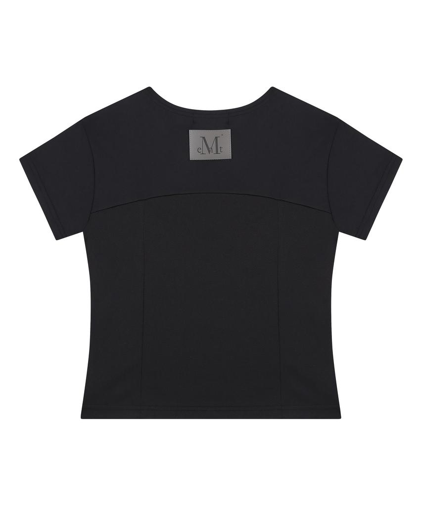 MUCENT Bruno Setup Metal Logo Cutout Layered Short Sleeve Tee