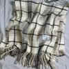 Women's Wool Blend Plaid Tassel Scarf - Warm, Thick, Versatile Korean-Style Shawl for Autumn/Winter