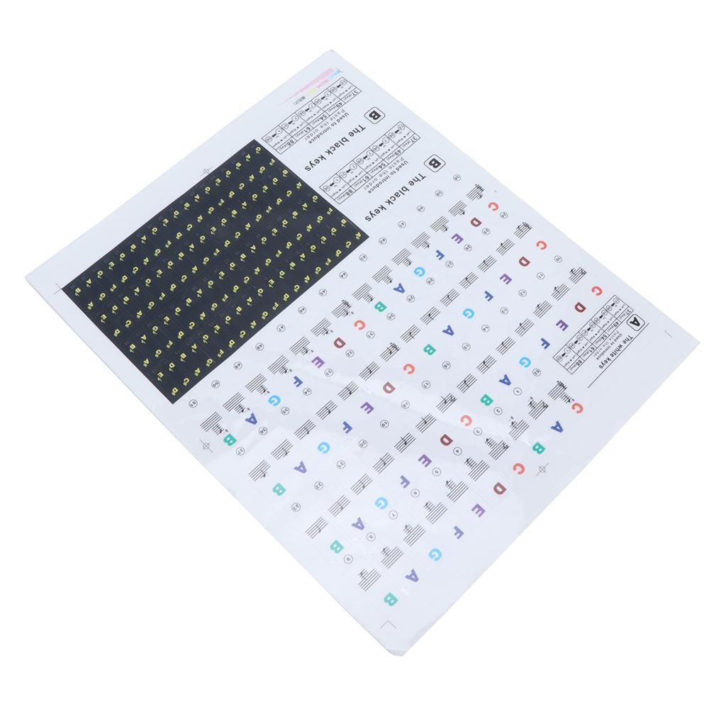 Piano Keyboard Stickers Colourful Scale Staff Decals Transparent Removeble for Synthesizer