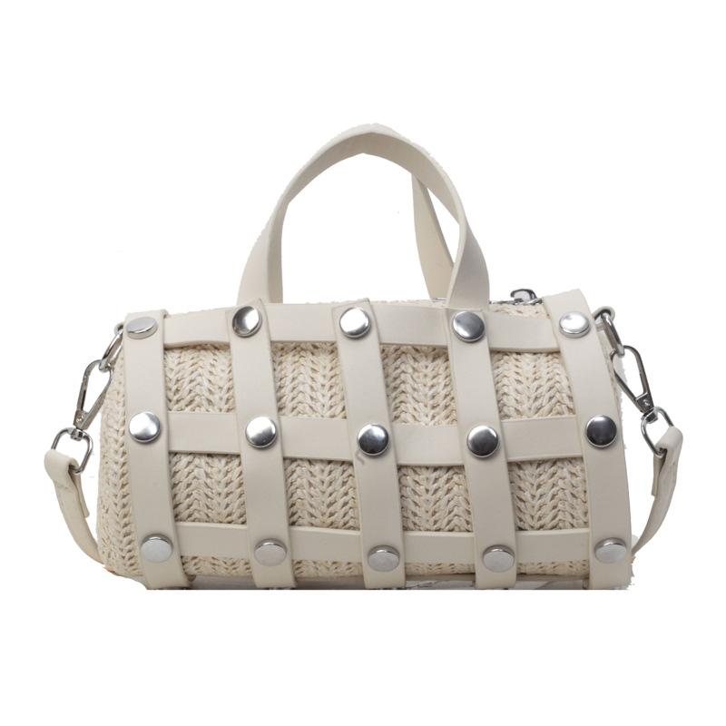Today's popular woven hollow pillow bag trend rivet fashion casual portable messenger women's bag shoulder bag
