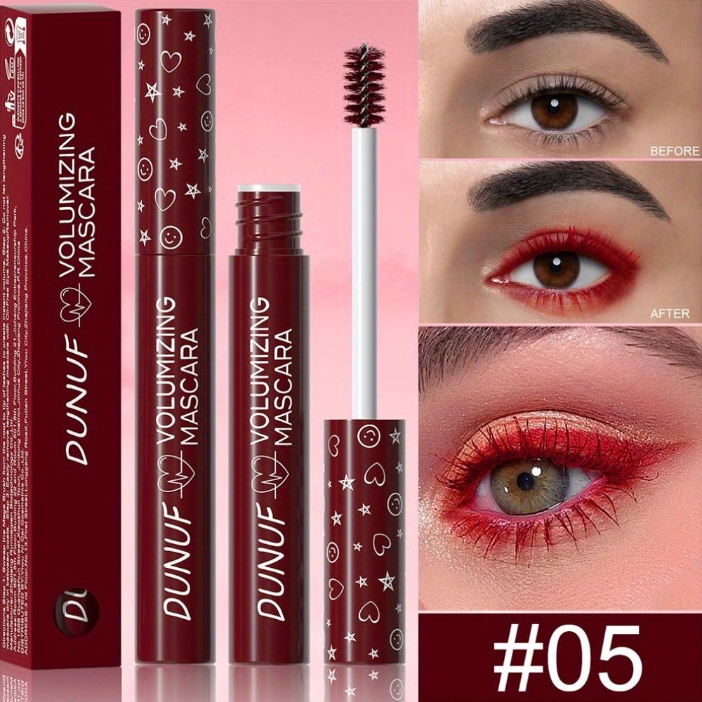 DUNUF Colored Mascara - Long-Wearing, Curling, Volumizing Mascara, Waterproof & Sweatproof, Slim Brush for Precise Application 8 colors