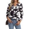 Women's Casual Fashion Sexy Comfortable V-Neck Floral Seven Sleeve Top