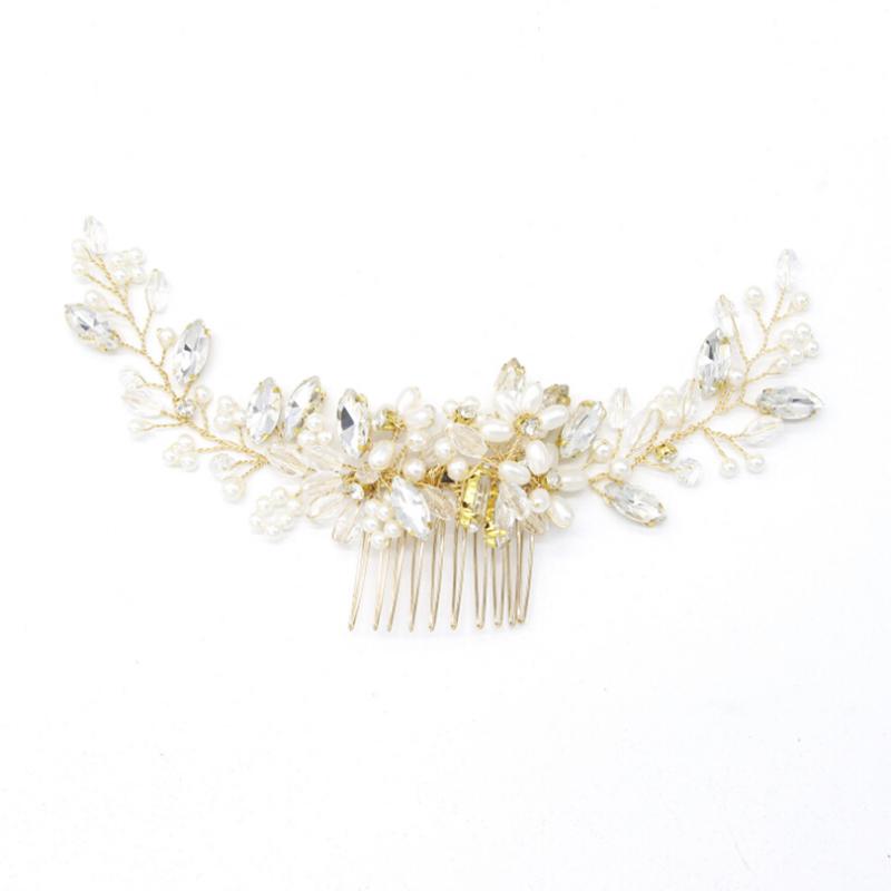 Luxuriöser Braut-Braut-Haarkamm, Hochzeit, Perlen-Clip, Tiara-Stirnband