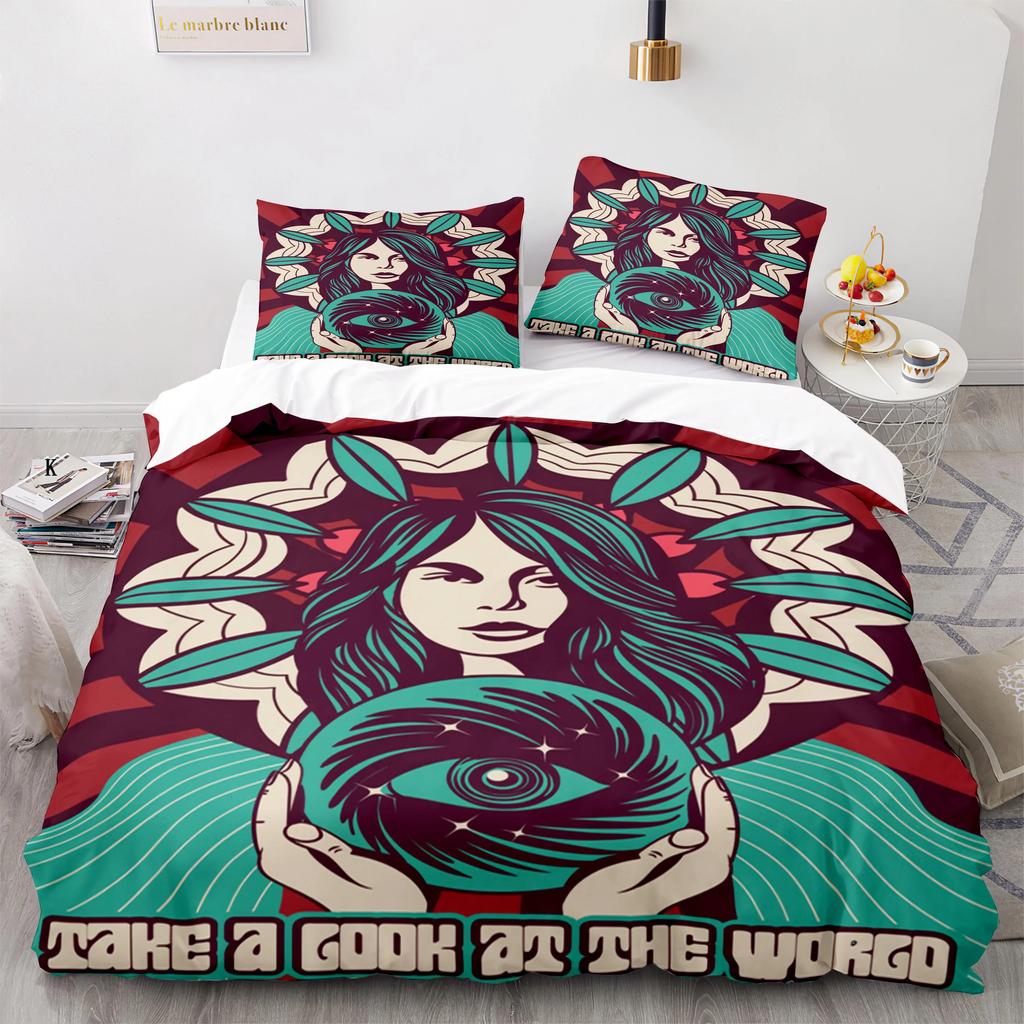 Retro Abstract King Queen Duvet Cover Colorful Vintage Style Bedding Set for Teens Adult Modern Art 2/3pcs Polyester Quilt Cover