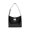 Large Shoulder Bag Black Gancio Trifolio
