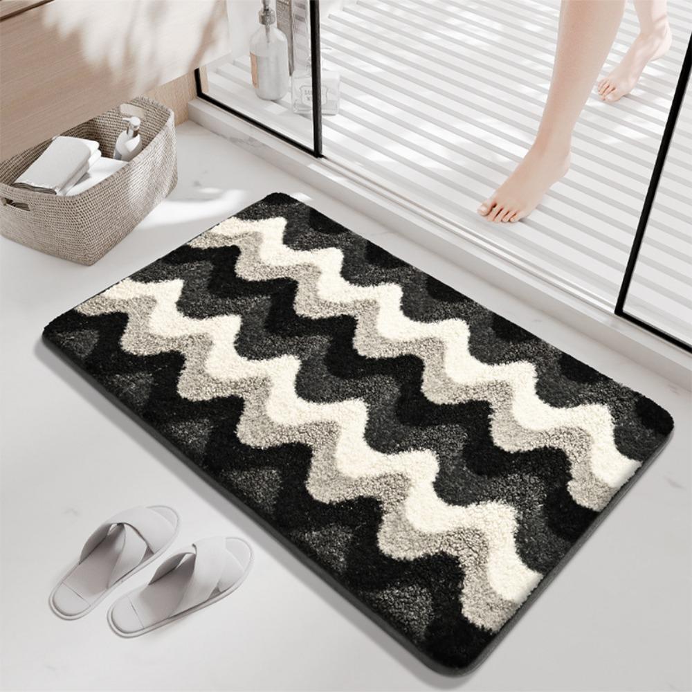 Bunter Druck Schwamm Badezimmer Kaschmir Verdickungsmatte Bad Rutschfeste Teppiche Waschbecken Badewanne Boden Teppich Duschraum Fußmatte Memory-Schaum 3D-Pad