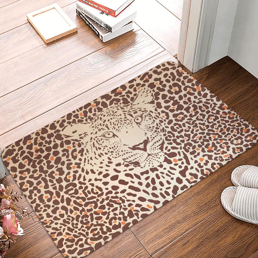 Siberian Tiger Fur Pattern Door Floor Kitchen Bathroom Mats Anti-Slip Indoor Wild Animal Doormat Living Room Entrance Carpet Rug