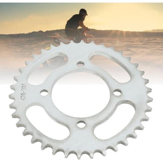 428 38 teeth sprocket, 4 holes, Rear Sprocket Steel Rear Drive Sprocket for Off Road Bikes and Motorcycles Silver