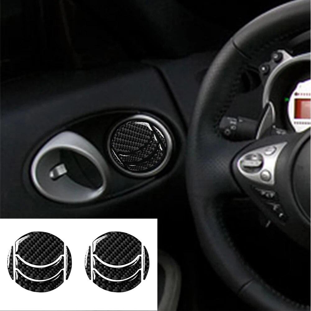 Real Carbon Fiber Interior Trim Sticker For Nissan 370Z Z34 2009- Air Outlet Dashboard Vent Cover Car Interior Accessories