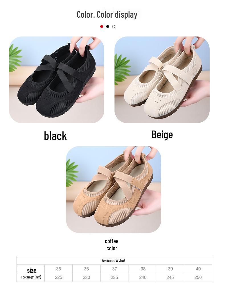 2026 Summer New Mary Jane Mesh Slip-On Shoes for Middle-Aged and Elderly Women - Breathable, Thin Sole Casual Footwear