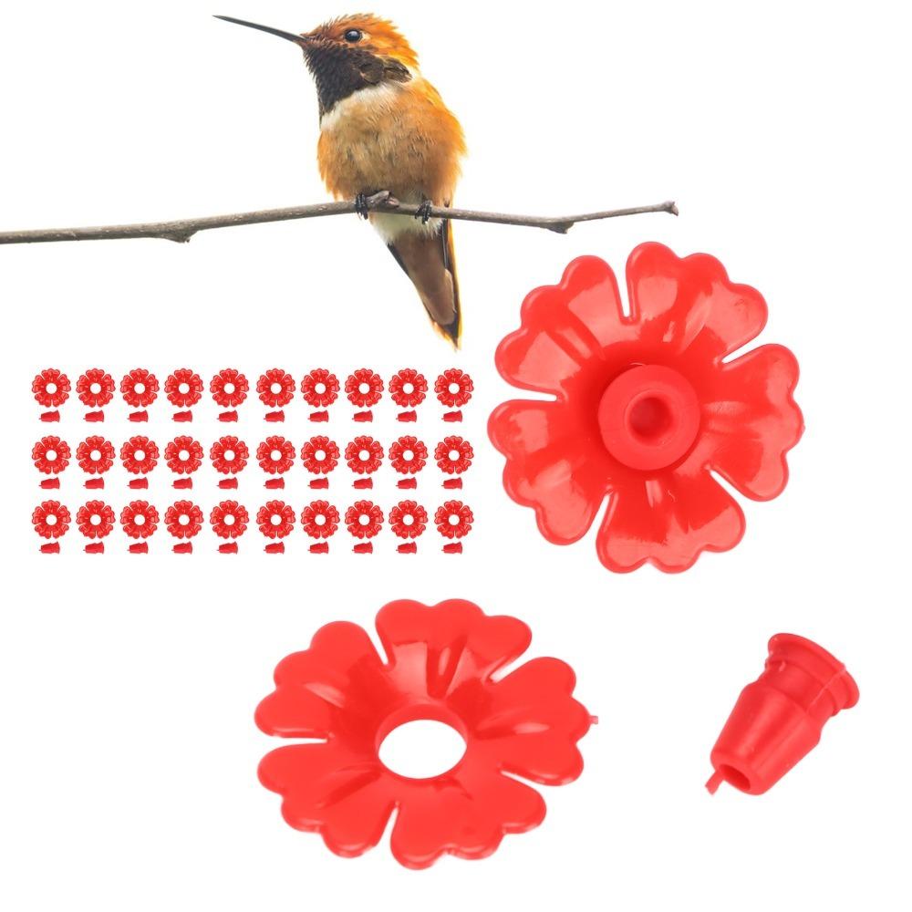 30Sets Bright Colors Hummingbird Feeder Flowers Hanging Feeder Replacement Backyard Bird Feeding красный