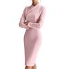 Women's Fashionable  Solid-Colour Long-Sleeved Turtleneck Slim-Fit Pencil Dress