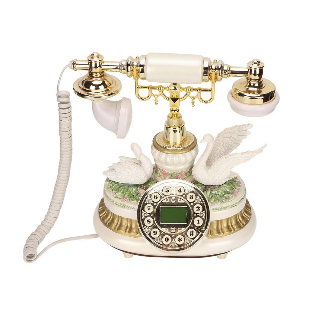 Antikes Telefon, klassisches europäisches altmodisches Drehtelefon, festes digitales Vintage-Festnetztelefon