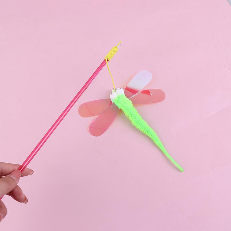 Cat Teaser Stick Sequins Big Eyes Dragonfly Cat Toy Interactive Teaser Stick