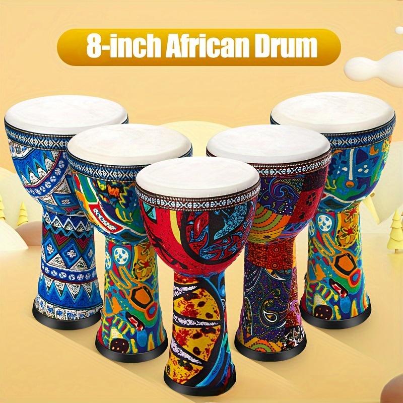 FF Bonfires 8-Inch Traditional African Djembe - Goatskin Hand Drum for Beginners, Percussion Circle Instrument
