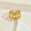 Stainless Steel Hollow Ring - European & American Cold Style Niche Design Light Luxury Women's Fashion