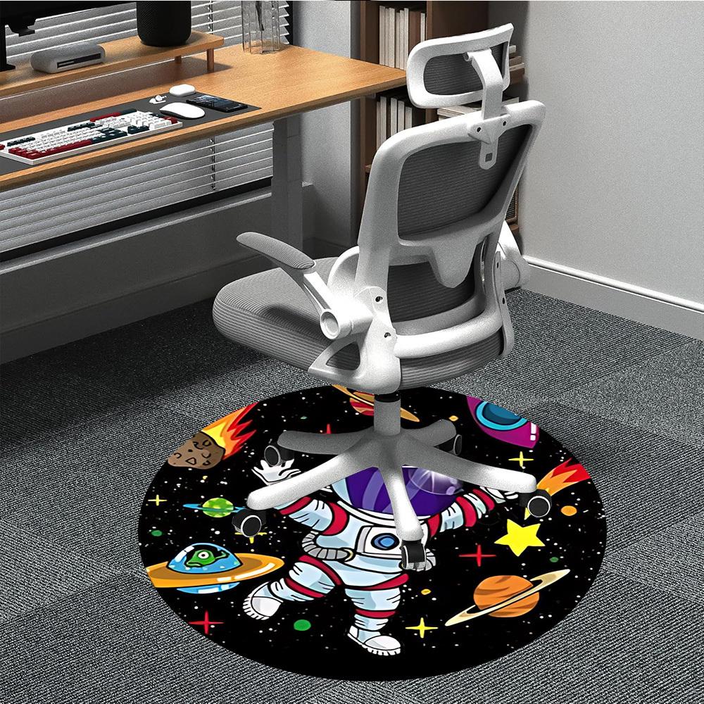 1pc Astronaut Galaxy Office Round Area Rug, Under Office Chairs Bedroom Living Room Home Decor, Room Deco